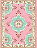 Pink Floral Medallion Cream Border Rug