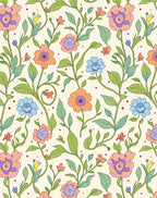 Whimsical Floral Vine Pattern Rug