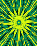 Radiant Sunburst Green Yellow Pattern Rug