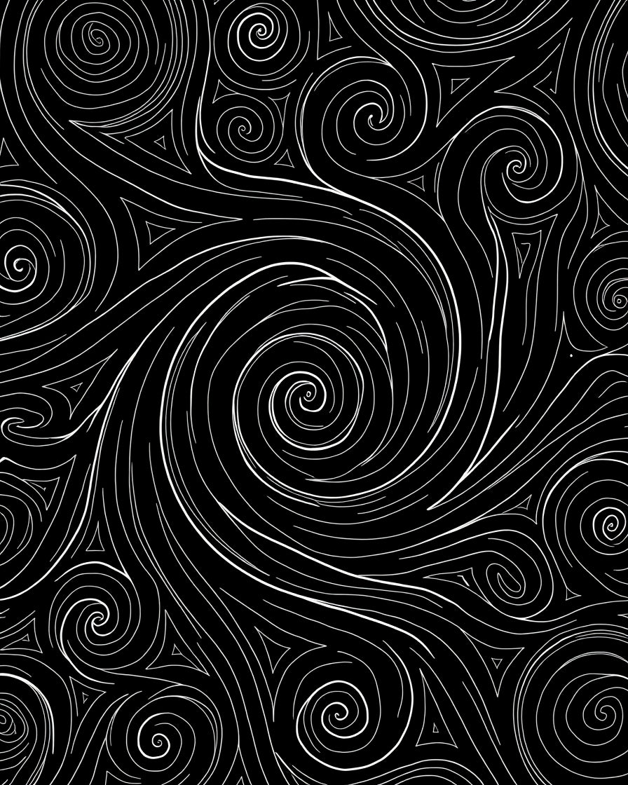 Abstract Swirl Pattern Monochrome Rug