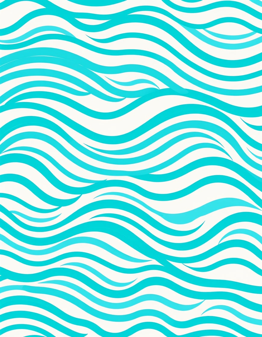 Turquoise Wave Pattern Textile Design Rug