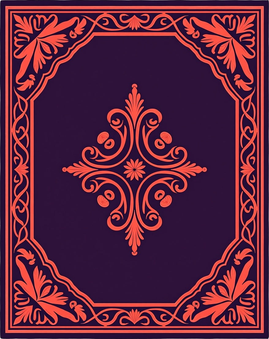 Ornate Coral Flourish Central Medallion Rug