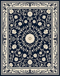 Classic Floral Scrollwork Navy Rug