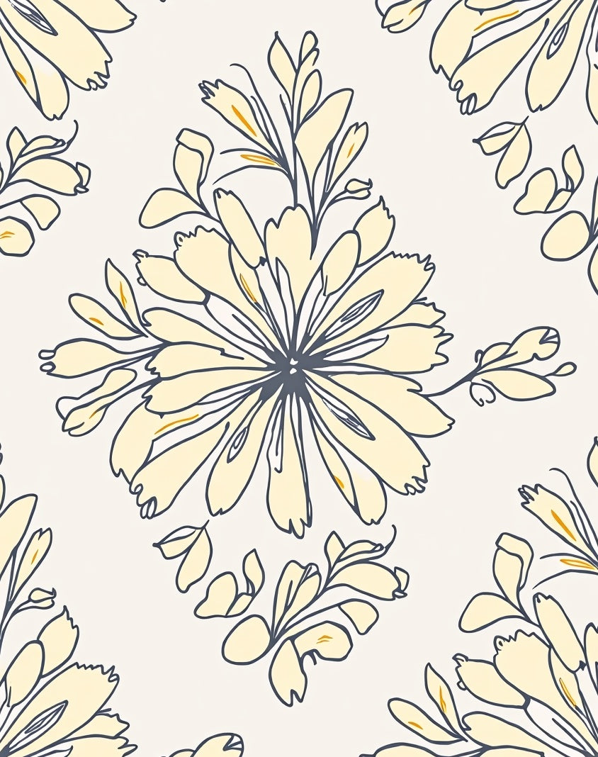 Soft Yellow Watercolor Floral Pattern Rug