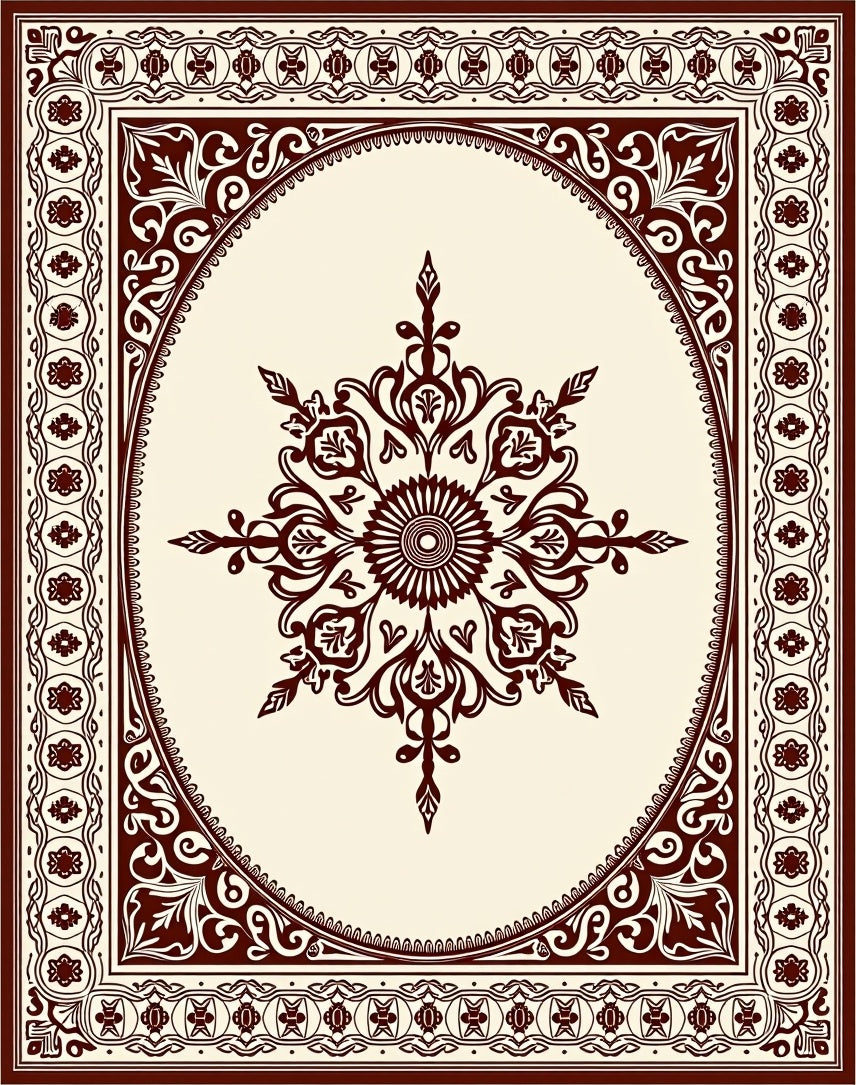 Ornate Floral Medallion Design Rug