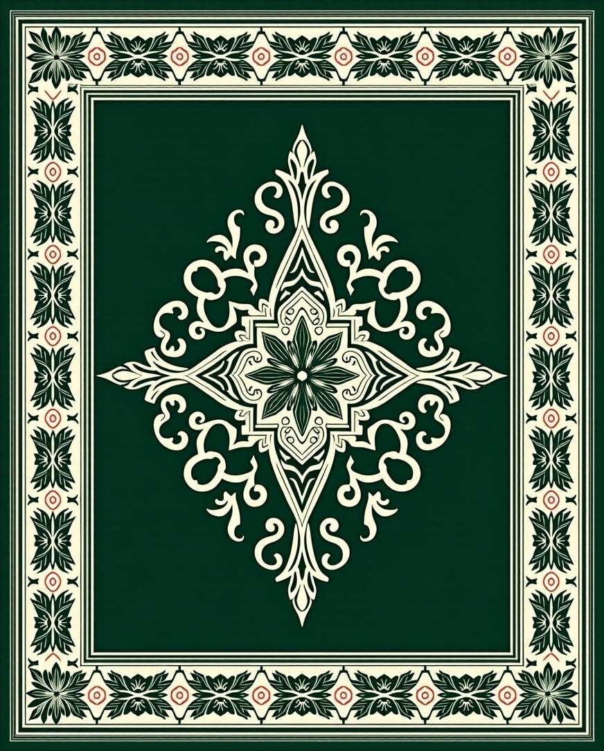 Intricate Floral Mandala Cream Green Rug