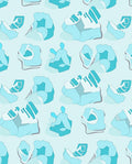 Abstract Blue Ice Form Pattern Rug
