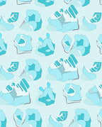 Abstract Blue Ice Form Pattern Rug