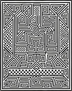 Bold Black White Geometric Maze Rug