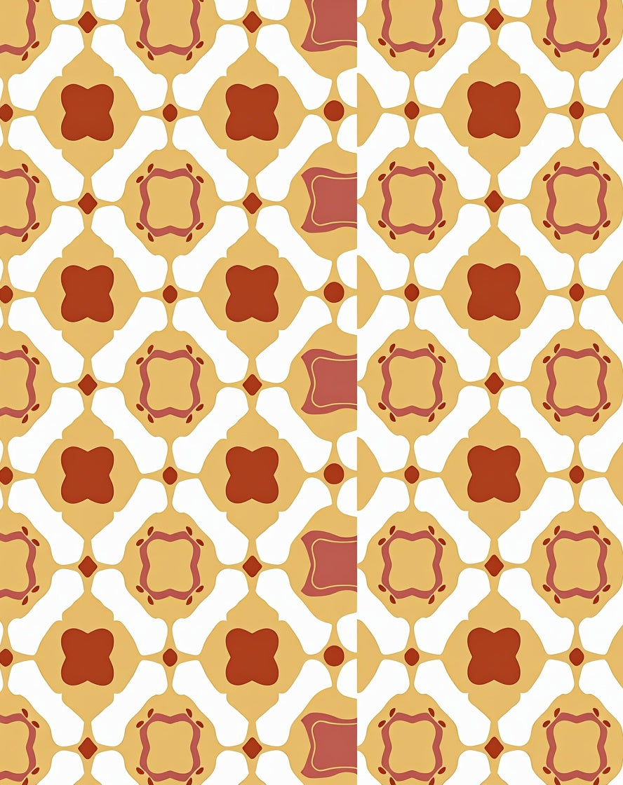 Geometric Ochre Terracotta Overlay Rug