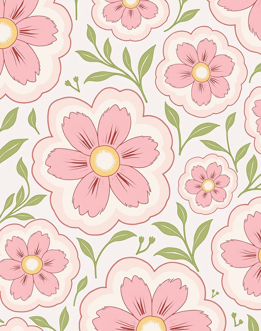 Charming Pink Floral Pattern Rug