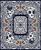Elegant Butterfly Floral Scrollwork Design Rug