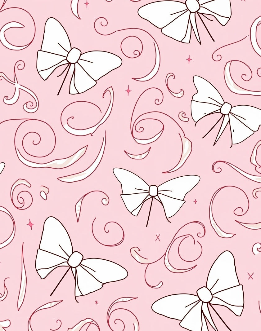 Pink Bow Swirl Pattern Rug