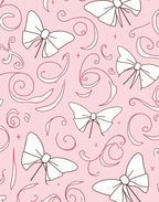 Pink Bow Swirl Pattern Rug