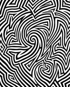 Abstract Swirling Black Geometric Pattern Rug