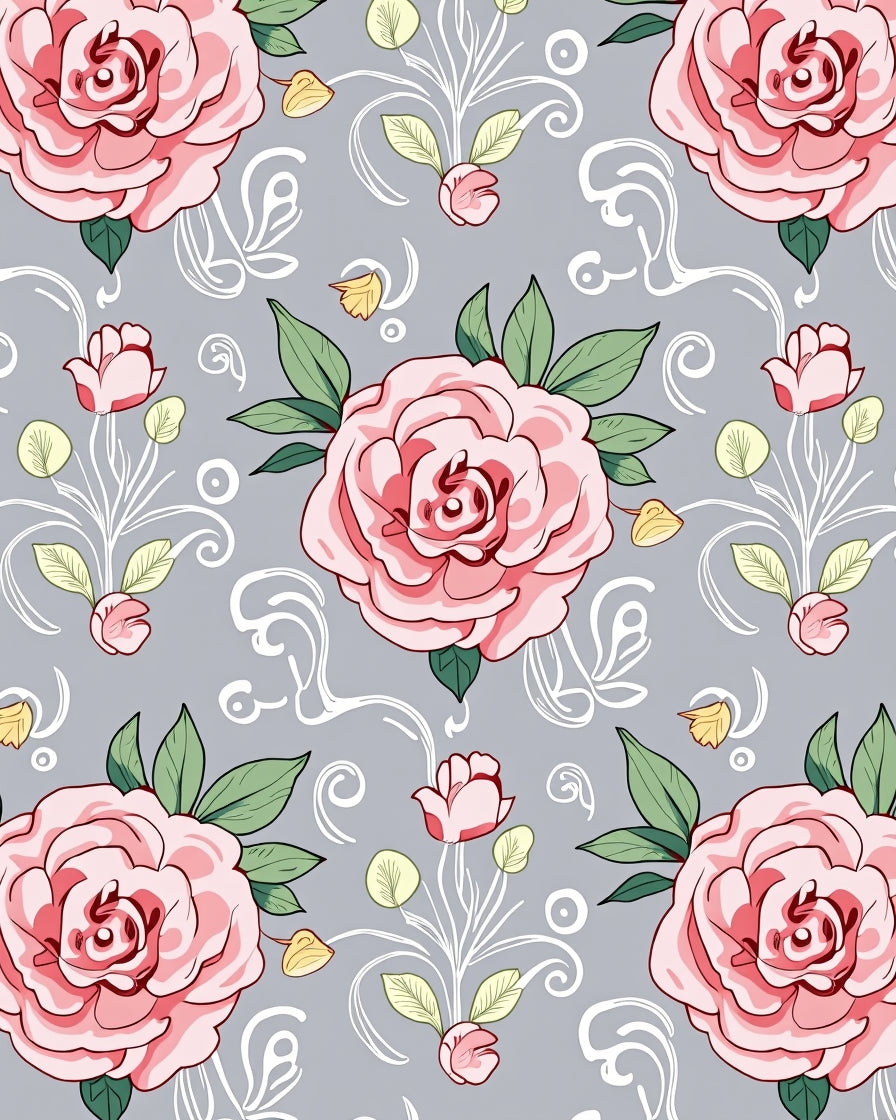 Pink Roses Decorative Pattern Rug