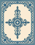 Classic Blue Floral Medallion Cream Rug