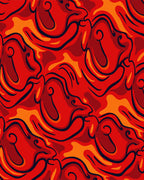 Bold Red Orange Swirl Pattern Design Rug