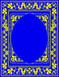 Royal Blue Geometric Floral Border Rug