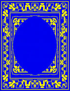 Royal Blue Geometric Floral Border Rug