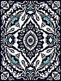 Bold Floral Symmetry With Teal Accents Rug