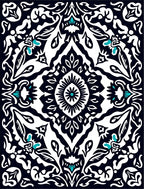 Bold Floral Symmetry With Teal Accents Rug
