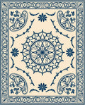Ornate Navy Blue Mandala Pattern Rug