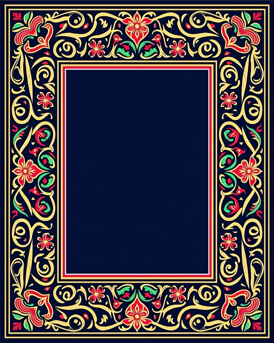 Ornate Floral Border Design Rug