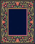 Ornate Floral Border Design Rug