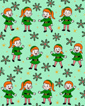 Festive green elf stars repeat motif Rug