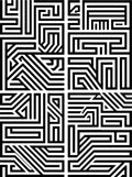Bold Black White Geometric Maze Pattern Rug