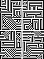 Bold Black White Geometric Maze Pattern Rug