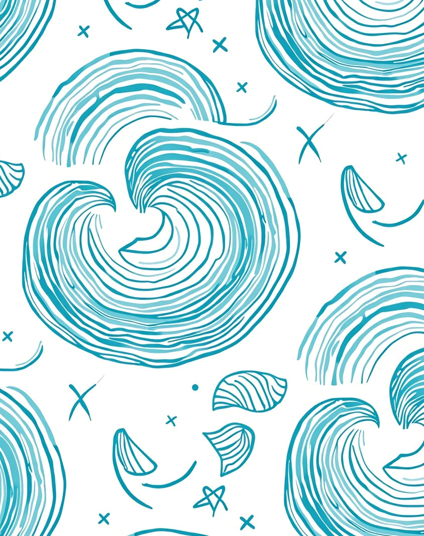 Coastal Wave Shell Pattern Rug