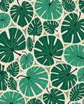 Tropical Green Leaf Pattern Design Rug