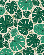 Tropical Green Leaf Pattern Design Rug