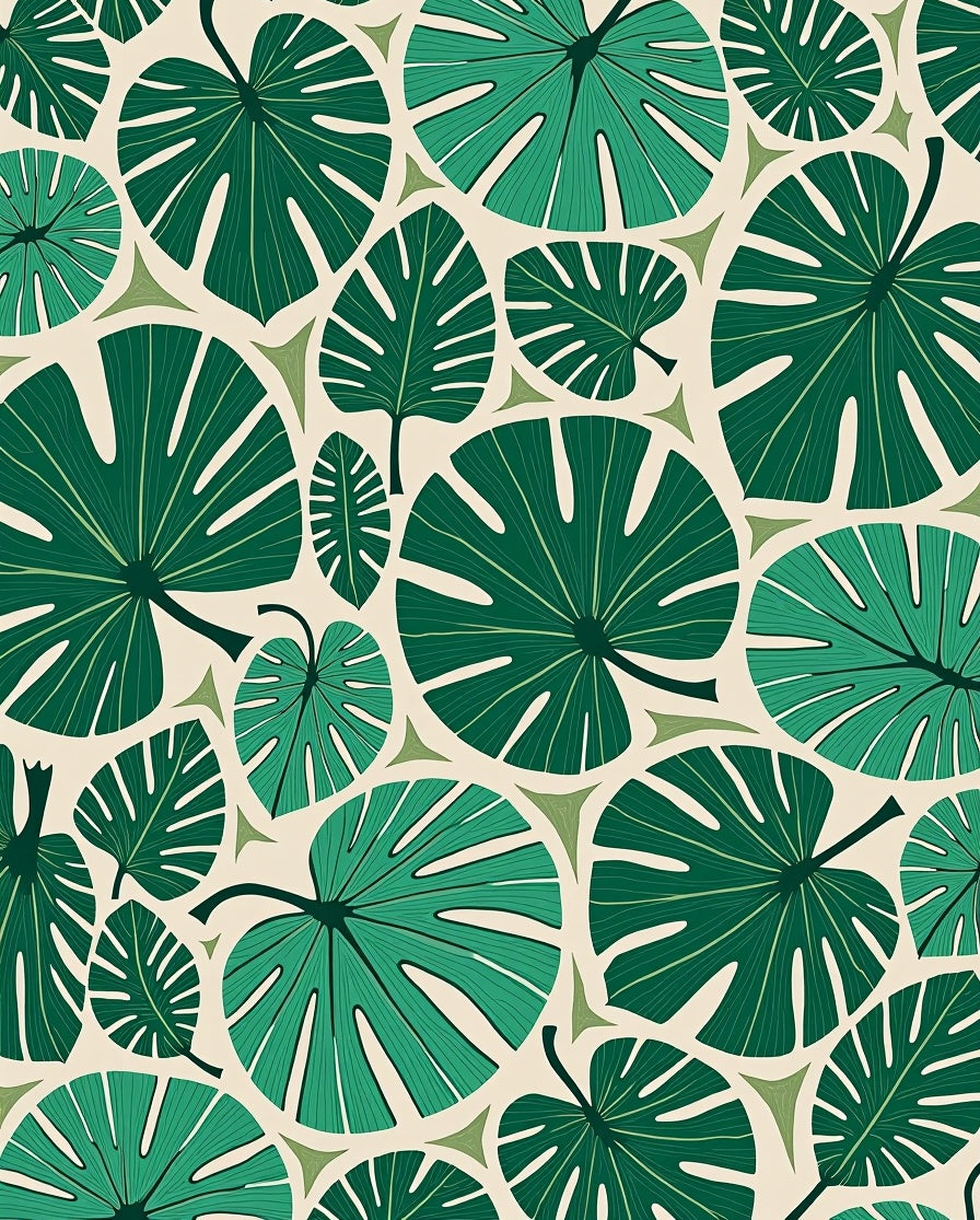 Tropical Green Leaf Pattern Design Rug