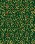 Emerald Green Red Berry Floral Damask Rug