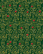 Emerald Green Red Berry Floral Damask Rug