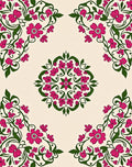 Floral Mandala Design with Green Vines Rug