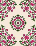 Floral Mandala Design with Green Vines Rug