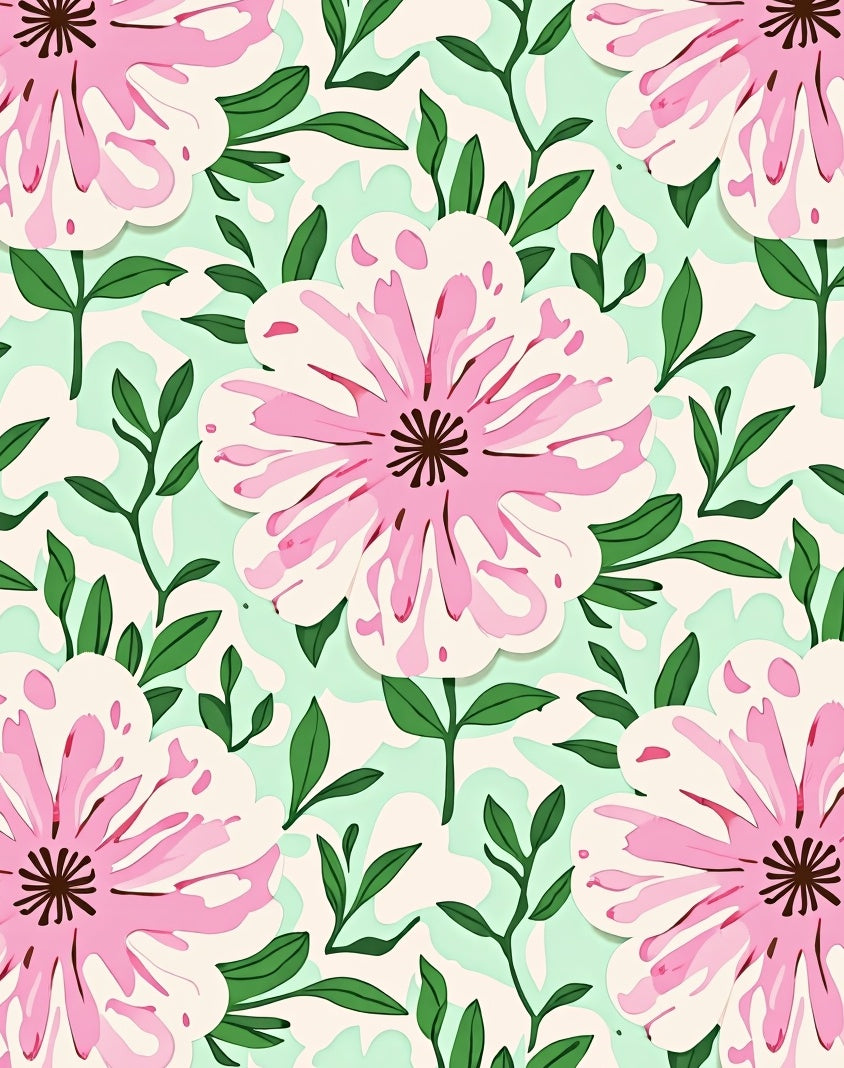 Delicate Pink Floral Vines Rug