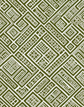 Olive Green Geometric Maze Pattern Rug