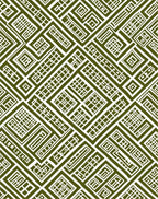 Olive Green Geometric Maze Pattern Rug