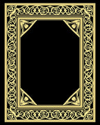 Elaborate Interlocking Golden Border Design Rug
