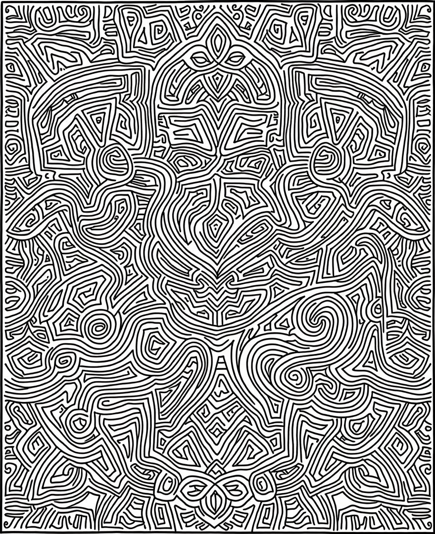 Abstract Black White Labyrinth Rug