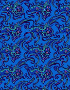 Vibrant Blue Whimsical Creature Pattern Rug