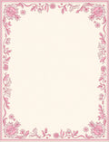 Pink Floral Scroll Border Design Rug