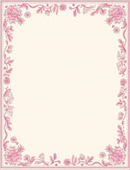 Pink Floral Scroll Border Design Rug