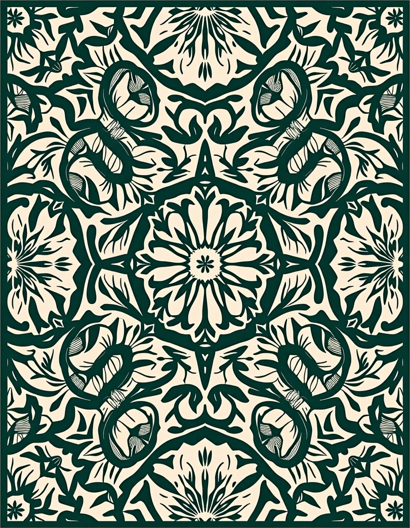 Classic Floral Intricate Symmetry Design Rug