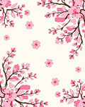 Pink Cherry Blossom Branch Pattern Rug